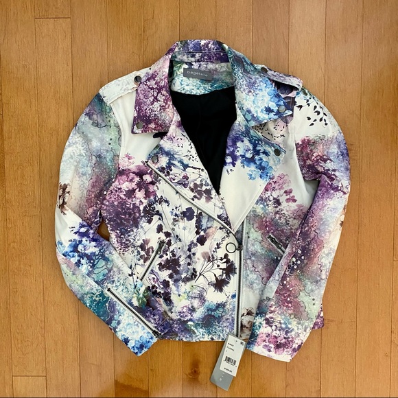 NWT Bagatelle floral print faux leather jacket size large - Picture 5 of 9